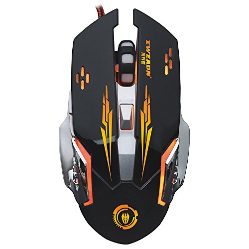 Preisvergleich Produktbild Gaming Maus, MMHDZ Professionelle Ergonomische Optik kabelgebundene Computer Game Mause, 4000 DPI, 4 DPI-Einstelllevel, 6 Tasten - Schwarz