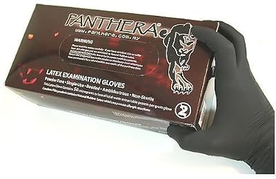 Graff City 100 X Panthera Poudre Libre Latex Tatouage Gants - Noir, Large