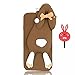 Price comparison product image Nokia Lumia 630 635 3D Funny Bow Tie Rabbit Case, Vandot 2in1 Soft Flexible Silicone Gel Lovely Bunny Buck Tooth Protective Back Cover Perfect Fit Cartoon Bumper Shell Skin-Brown + Red Rabbit Anti Dust Plug Earphone Jack Stopper Cap