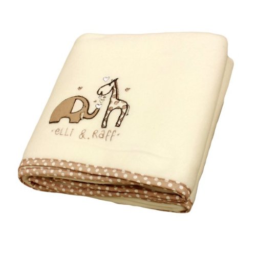 Elli and Raff embroidered fleece cot blanket neutral