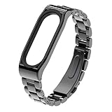 happy event Luxus Edelstahl Uhrenarmband Ersatz Armband für Xiaomi Band 3 (Schwarz)