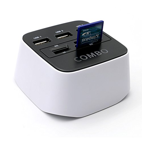 BAILONGJU High Speed All-in-1 USB 2.0 Kartenleser / USB Combo mit 3 USB Anschlüssen und einem MS/SD/M2/TF Kartenleser/ mit blauem hintergrund licht - 5