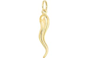 FORME DI LUCCHETTA Lucchetta - Cornetto Portafortuna in Vero Oro Giallo 14k | Ciondolo Grande, Charms e Ciondoli Unisex per Collana Uomo Donna fino a 4mm
