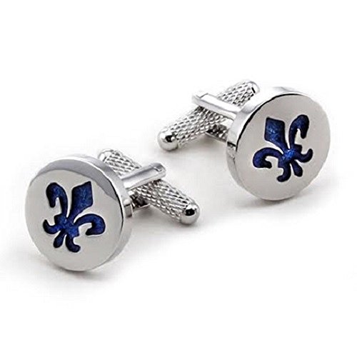 Fleur De Lis Boutons De manchette Bleu-Coffret cadeau-Onyx-Art London CK908
