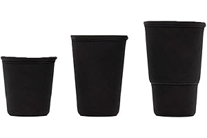 QOXEZY Custodia per tazze da tè e caffè, supporto isolante termico, materiale in neoprene riutilizzabile (M nero)