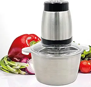 TOUARETAILS Electric Mixer Grinder with 700W, Multipurpose Stainless Steel Bowl Mini Food Processor Chopper Mincer (2L)