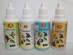 Pet Care International (PCI) Ultra Feather, Immuboost, VitaBoost & Cal Care for Healthy Feathers and Provide Essential Vitamins, Minerals and Calcium for Healthy Bird Healthcare (Combo) (30ml)