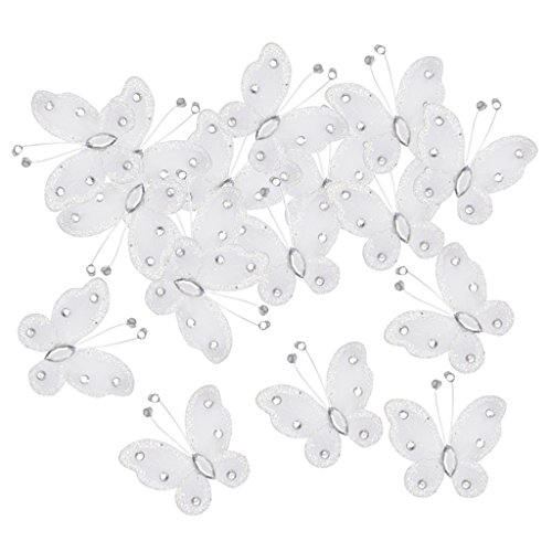 Phenovo Drahtgebundenen Netz Strumpf Glanz Schmetterlinge 5×4.5 cm 50 St. Weiß - 9