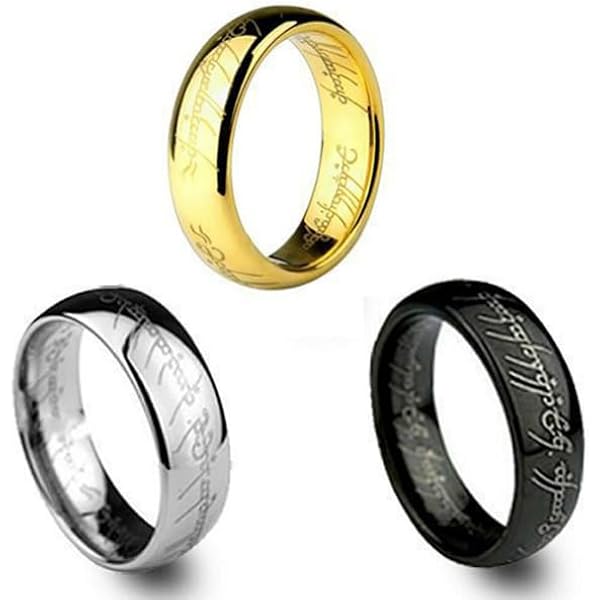 Anello Tungsteno Nero Con Incisione Lord Of The Rings - 6 Mm, Lega Di Acciaio, Rivestimento Ionico, Anello Singolo Uomo/Donna, Taglie 56-68