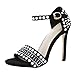 Produktbild SUCES Frauen Sommer Reizvolle Knöchel Riemchen Einfache 11cm Hochzeits Absatz Sandelholze Sandaletten Damenschuhe Sandaletten High Heels Schnürsenkel Sandalen Sandaletten (38, Black)