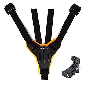 Action Pro (Made in India) Helmet Chin Mount, Motorcycle Helmet Strap Compatible with GoPro Hero 9 8 7 6 5 4 3+ 3 SJCAM (Orange)