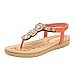 Produktbild Damen Sandalen Zehentrenner Sommer Bohemian Strass Zehensandalen Sandaletten Strand Sommer Flache Schuhe (EU:38, Orange)