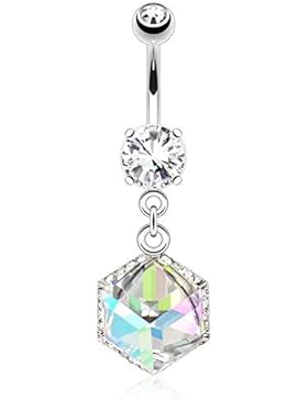 Paula & Fritz® Bauchnabelpiercing aus Edelstahl Chirurgenstahl 316L mit Anhäng...