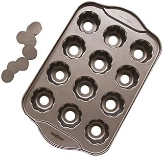 Startony Non-Stick 12 Hole Cupcake Muffin Baking Tray Dessert Pan with Loose Bases,Flower