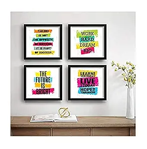 SAF Set of 4 Work Hard Dream Big Motivational UV Coated Home Decorative Gift Item Framed Alphabets Painting 19 inch X 19 inch SAF_SET4_26, Multicolour, Standard