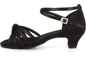 TINRYMX Chaussures de Danse Latine Fille Chaussures Bretelles de Cheville de avec Talon Bas Chaussures de Danse Salsa de Salle de Bal,SS-TL-ZSXGG/202