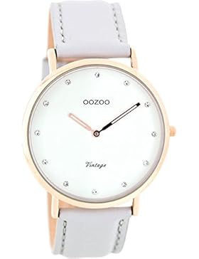 Oozoo Vintage Damenuhr Lederband 40 MM Rose/Weiss/Grau C7777