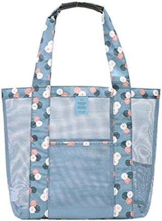 Lovetree Mesh Beach Organiser Shoulder Bag,Women's Lightweight Tote Handbag for Shopping , Pouch Toiletry, Underwear,Towels,Toys,Keeps Sand and Water Drains Away