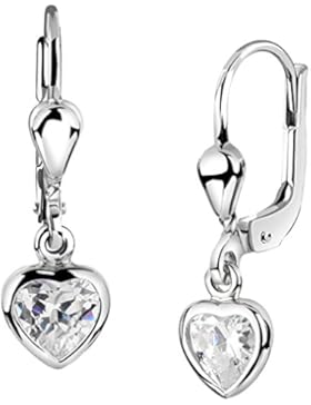 Carina Kinder Mädchen Herz Ohrringe Ohrhänger in 925 Sterling Silber - 32.1027.R