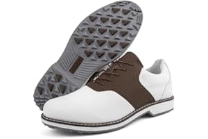 LZQpearl Herren Golfschuhe, Leder Business Golfstiefel ohne Spikes, Klassische, atmungsaktive, rutschfeste, lässige Golf-Trainings-Sneaker