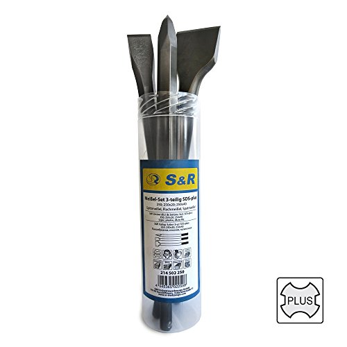 S&R Meißel-Set 3-teilig SDS-plus: Flachmeißel, Spatmeißel, Spitzmeißel. Profi-Qualität - 3