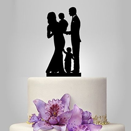 Hochzeit Tortenaufsatz Familie Silhouette Braut und Bräutigam mit Kind Kuchen Topper Hochzeitstag Jahrestag Kuchen Topper