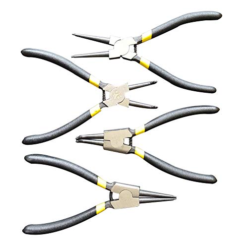 Preisvergleich Produktbild UxradG Tragbare Sicherungsring-Zangen-Set - Langlebigkeit, Federgriffe, doppelt getauchte und polierte Köpfe, Sprengring-Halterungs-Clip, 4 Stück