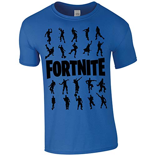 Teez Monkey Fortnite Epic Dance Kids Adult T-Shirt Battle Royal Dance (Kids 5/6 (15"), Blue - Black Print)