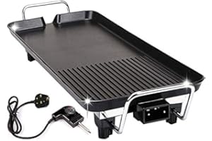 ZHANGE Powerful 1500Watt Electric Smokeless Table Top Grill, BBQ Griddle Non-Stick Barbecue Hot Plate for Kitchen Dinner Party Camping Festival Cooking Cast with Temperature Adjustment, Large Size