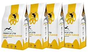 PETS EMPIRE Fancy Mogra Flavour Cat Litter, Highly Absorbent Natural Mineral Bentonite Cat Sand Litter ,Scent Long Lasting No Dust Kitty Litter, Non-Tracking Cat Litter Clumping -5kg ( Pack of 4 )