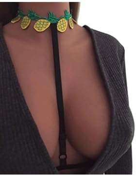 Amlaiworld damen Elastischer Neckholder BH bunt Ananas Stickerei Unterwäsche Höhle Harness Dessous