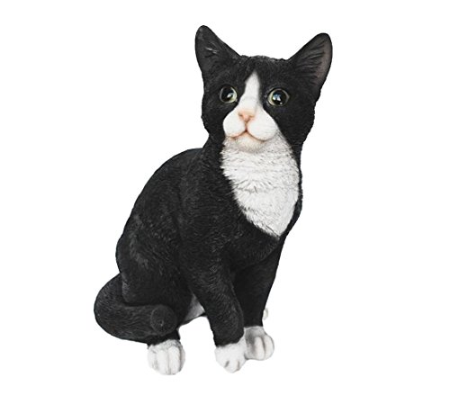 Dehner Dekofigur Katze, ca. 31 x 25 x 17 cm, Polyresin, schwarz/weiß