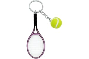 Moydolo Porte-clés mini raquette de tennis avec pendentif anneau de clé balle de tennis keychain keyring