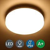 LE LED Deckenleuchte Bad,Deckenlampe,Badlampe,IP54 Wasserfest,ideal für Badezimmer,Wohnzimmer,Schlafzimmer,Kinderzimmer,Balkon,Flur,Küche,Büro Warmweiß rund flach 15W 3000K 1250lm Ø22cm