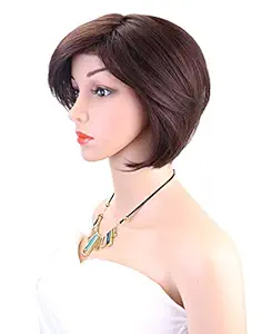 Elegant Hairs Synthetic Hair Short Straight Hair Wig for Female(Brown,Size-14)