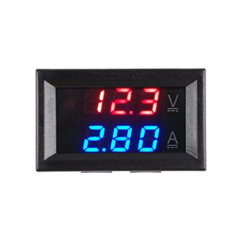 calistouk DC 0  100 V 10 A LED rojo azul Dual pantalla voltaje Digital Amperímetro para uso doméstico rojo + azul & 10 A