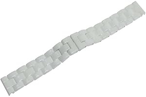 RECHERE White Ceramic Bracelet Watch Band Strap Deployment Invisible Double Folding Clasp 14 17 18mm