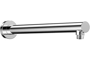 Drenky® 16-calowe ramię prysznicowe Okrągłe ramię ścienne Ramię prysznicowe 304 ze stali nierdzewnej z ozdobną osłoną kołnierza do głowicy deszczowej, polerowany chrom, z taśmą teflonową