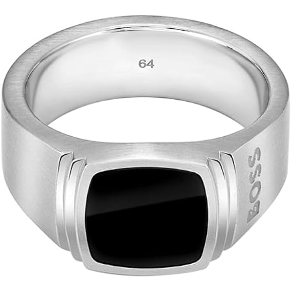 Kuzzoi Gouden zegelring voor heren, achthoek met email zwart in 925 sterling zilver verguld, 10 mm breed, gouden ring voor heren, gepolijst in ringmaat 60-66, 0610512720, 60.0000, Sterling zilver