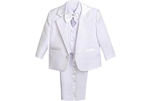 Lito Angels - Trajes para Bebe niño de Vestir Elegante Caqui, Conjunto de 5 Piezas de Traje Formal para Boda, Fiesta, Ceremonia y ocasión Especial