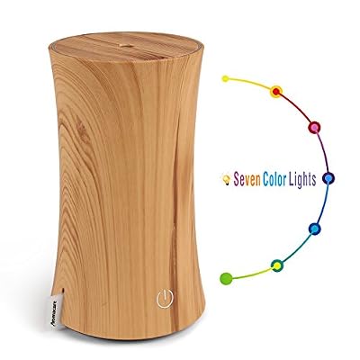 Aromacare Humidificateur d'Air Aromacare 300ml Diffuseur d'Huiles Essentielles Ultrasonique Brumisateur Diffuseur Aromatique Diffuseur de Parfum Electrique avec 7 Couleurs Changeantes pour SPA, Massage, Yoga, Maison, Bureau, Chambre Bébé, Bois Claire