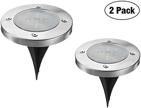 SOOJET 2PCS Solar Buried Light, 4 LED Waterproof Solar Lights for Garden, Patio, Driveway, Pathway, Lawn, Festive Party (Warm White)