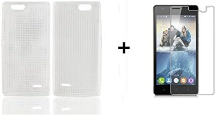 Oukitel C4 Case for Smartphone Silicone Rubber Backcover Gel Soft Cover with Ultimate Protection from Drops and Impacts + Oukitel C4 Anti Scratch Tempered Glass