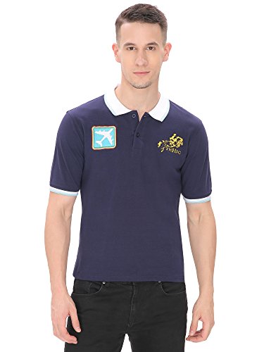 THHICIndia Navy Blue Aeroplane Pique Polo Regular Fit Cotton T-Shirt