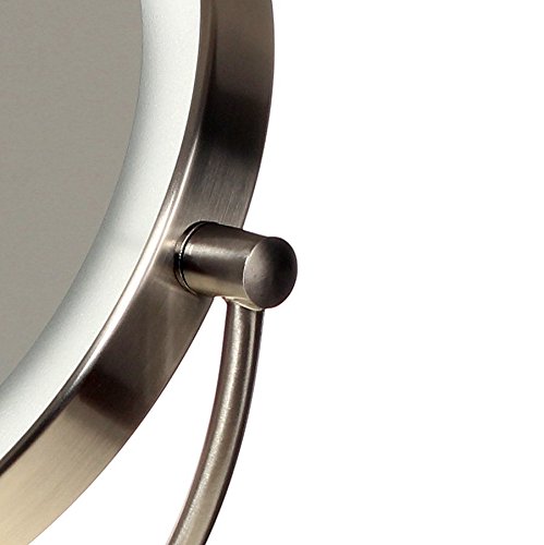 HIMRY® Slim LED Stand 8 Zoll KosmetikSpiegel mit Touch-Funktion, 10x Vergrößerung , Batteriebetrieben oder mit EU-Stecker, beleuchtedte Standspiegel Kosmetikspiegel Tischspiegel, Make-Up, Rasieren, Badezimmer Spiegel, Spiegel 360 ° drehbar, doppelseitigen Standard und 10 Fach Vergrößerung, KXD3140-10x - 5