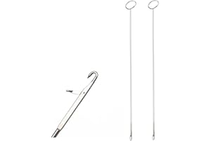GUNWON 2pcs Sewing Loop Kit,Sewing Loop Turner Hook Metal Tweezers Long Loop Turner Tool with Latch,Threader Tool Kits Drawstring Threader Set, for Fabric Belts Strips DIY Knitting Accessories,26.5cm Long