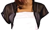 Grace and Flair Chiffon Short Sleeve Bolero Shrug Silver, Navy, Black, Wine Size 8-32