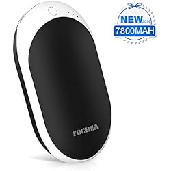 FOCHEA Chauffe-Mains Rechargeable, 7800mAh Power Bank Batterie Externe 2 en 1 Chaufferette Main Électrique, Réchauffeur de Mains Portable Cadeau Parfait pour Hommes Femmes en Hiver Froid (Noir)