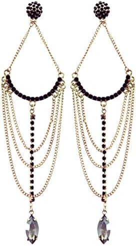 Jewellery Ant Symphony Black Long Glamour Light Chandelier Earrings Gold Plated with Gold Fine Crystal Honey 12.5 cm Long