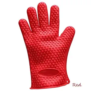 Generic Red: 1Pc Fashion Comfrotable Silicone Kitchen Dish Washing Heat Resistant Glove Oven Pot Holder Baking BBQ Cooking Glov